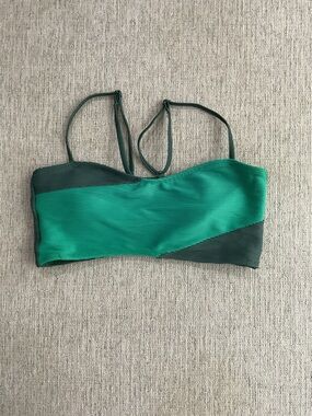 Green Two-Tone Bandeau Bikini Top